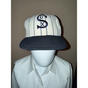 Annco Chicago White Sox Baseball Team Men's Hat Size 7 1/4 Black‎ Striped Cap